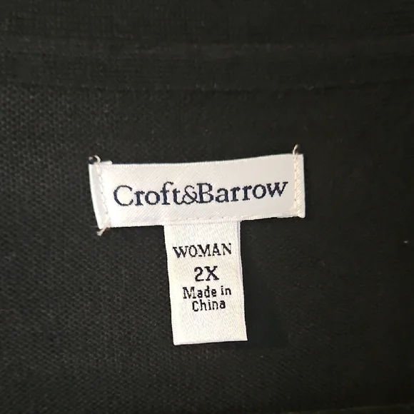 2X Croft & Barrow Black Open-Front Cardigan with Shawl Collar - Picture 2 of 5